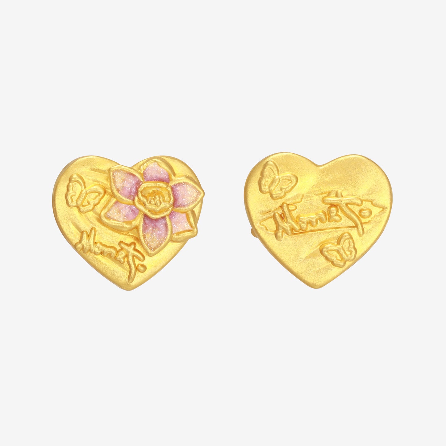 Monet Garden Series 24K Gold Luminous Enamel Daffodil Heart Charm