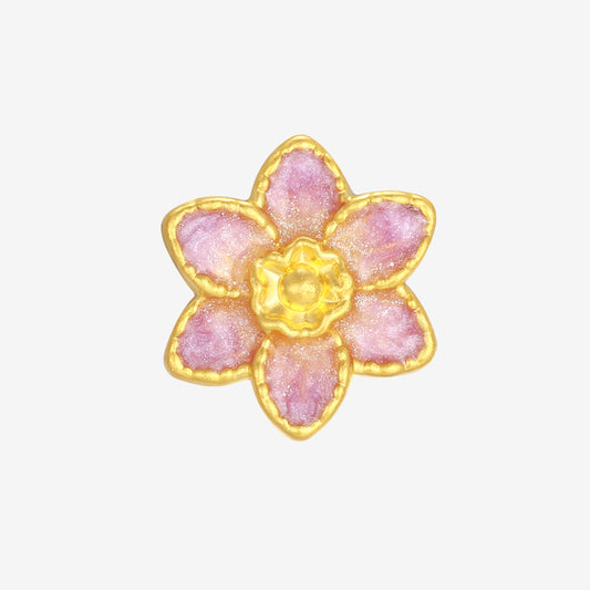 Monet Garden Series 24K Gold Luminous Enamel Daffodil Flower Charm