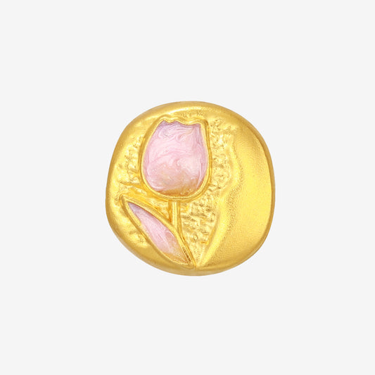 Monet Garden Series 24K Gold Tulip Round Charm