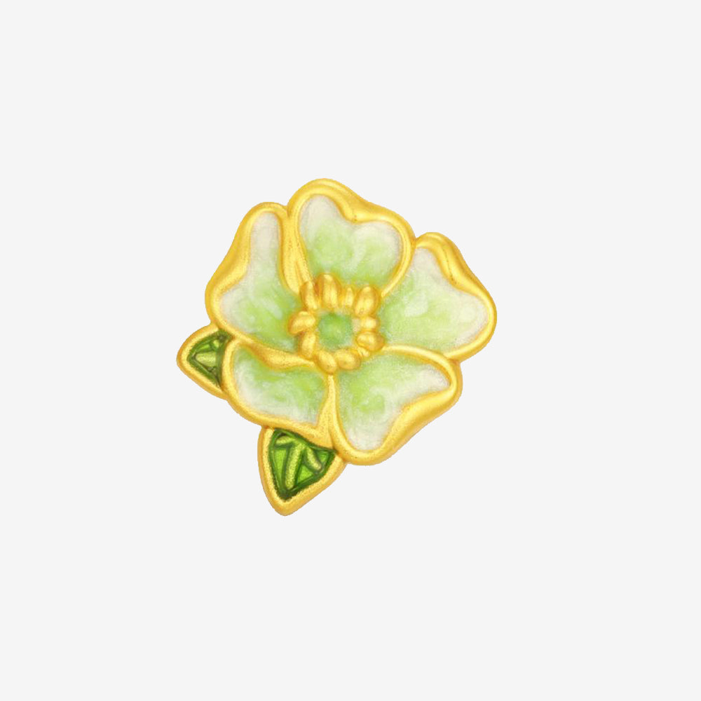 Artist Series 24K Gold Enamel Green Blue Flower Series Charm