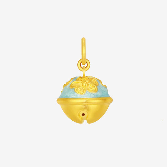 Blazing Van Gogh Series 24K Gold Enamel Green Blue Flower Series Charm