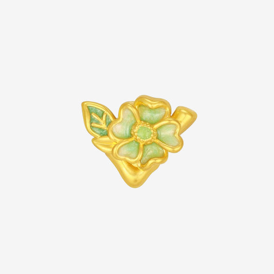 Blazing Van Gogh Series 24K Gold Green Rose V Charm