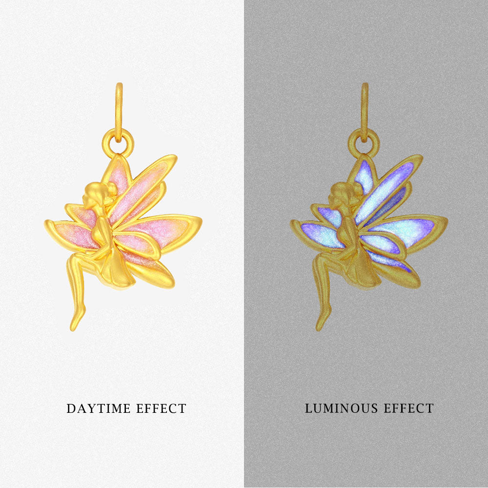 Monet Garden Series 24K Gold Luminous Enamel Flower Fairy Dangle Charm