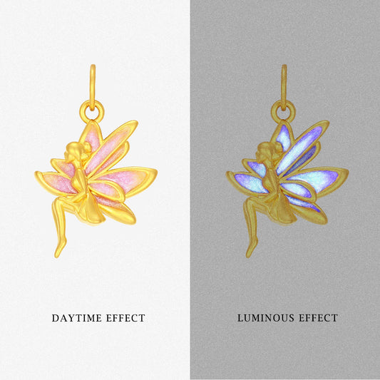 Monet Garden Series 24K Gold Luminous Enamel Flower Fairy Dangle Charm