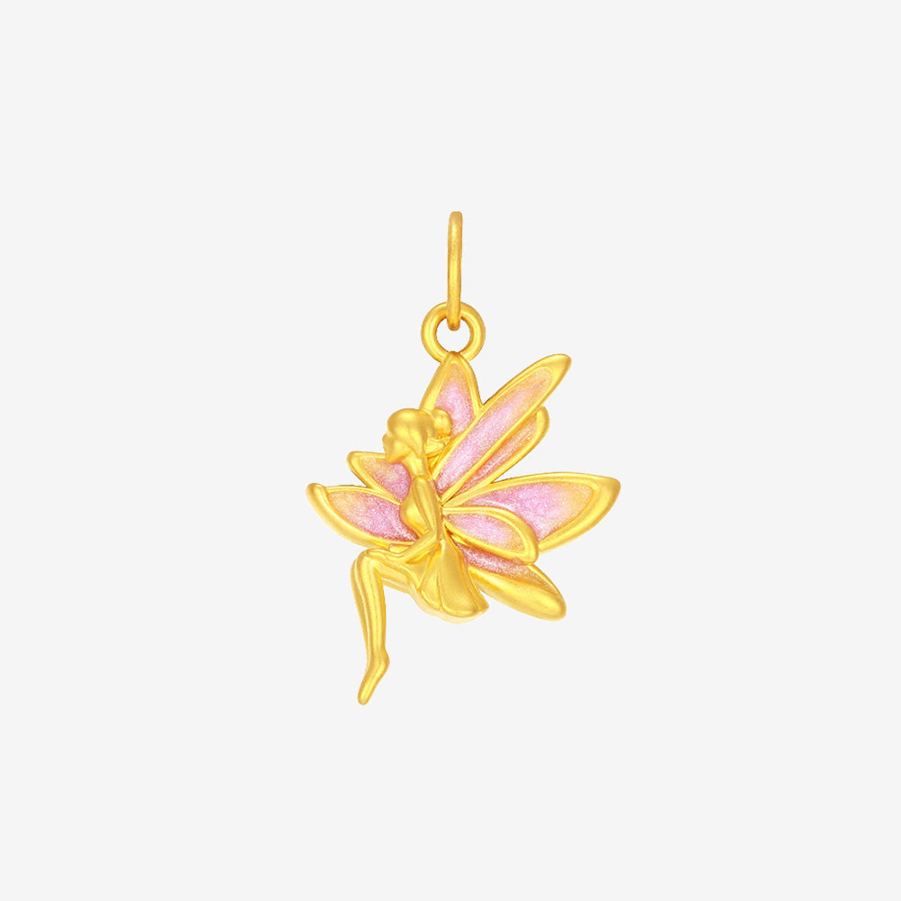 Monet Garden Series 24K Gold Luminous Enamel Flower Fairy Dangle Charm