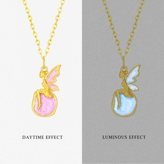 Monet Garden Series 24K Gold Luminous Enamel Fairy Pendant