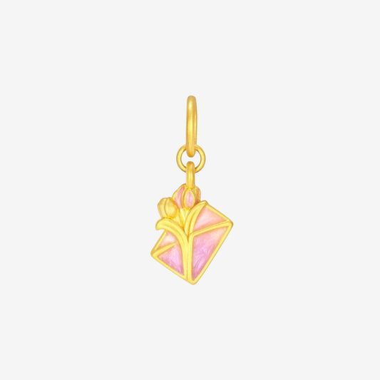 Monet Garden Series 24K Gold Pink Tulip Envelope Charm