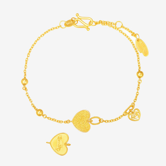 Monet Garden Series 24K Gold Rose Heart Tag Bracelet