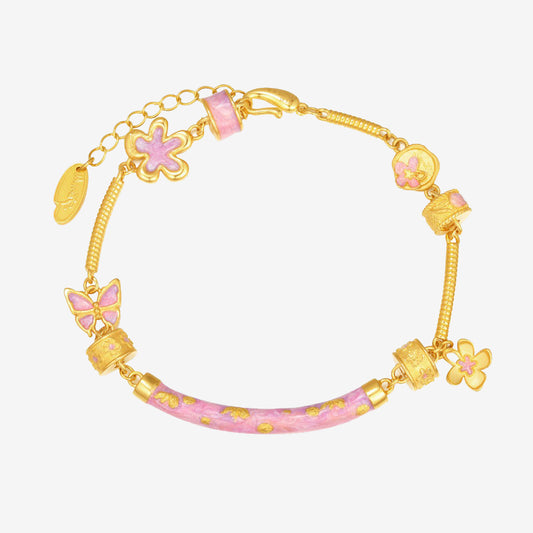 Monet Garden Series 24K Gold Enamel Water Lilies Freesia Bracelet