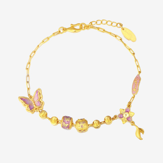 Monet Garden Series 24K Gold Butterfly Flower Bracelet
