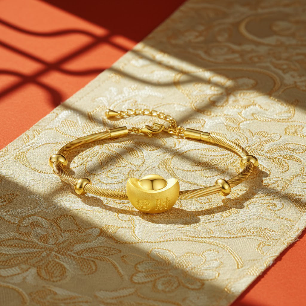 24K Gold Bring Wealth Ingot Charm