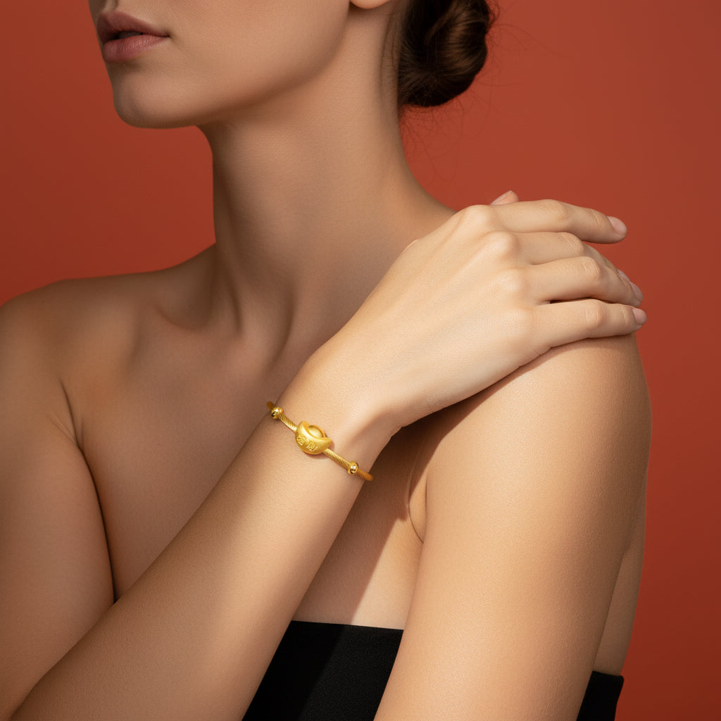 24K Gold Bring Wealth Ingot Charm