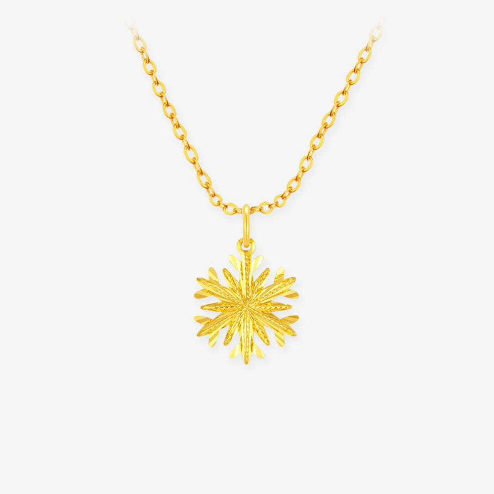 24K Gold Christmas Snowflake Pendant Earrings