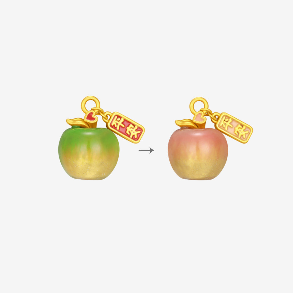 24K Gold Temperature Color Change Enamel Apple Charm