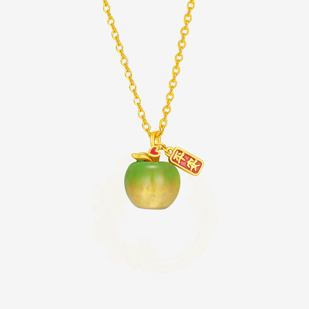 24K Gold Temperature Color Change Enamel Apple Charm