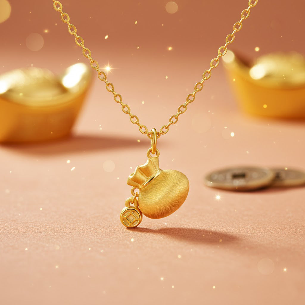 24K Gold Fortune Bag Pendant