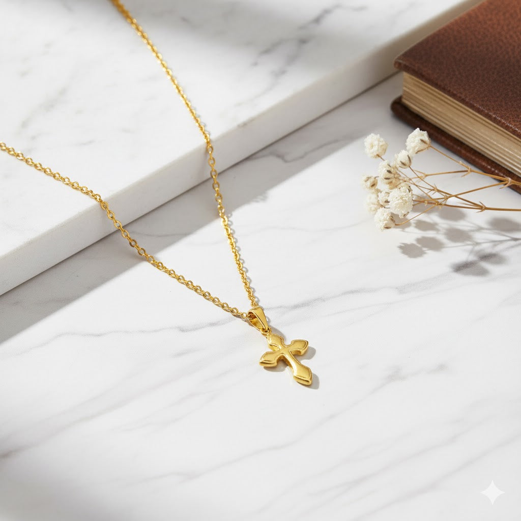 24K Gold Vintage Cross Pendant