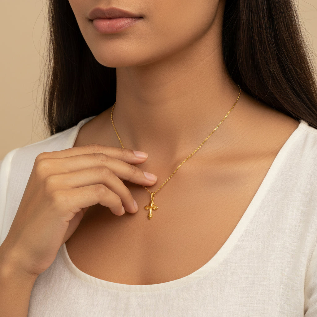 24K Gold Vintage Cross Pendant