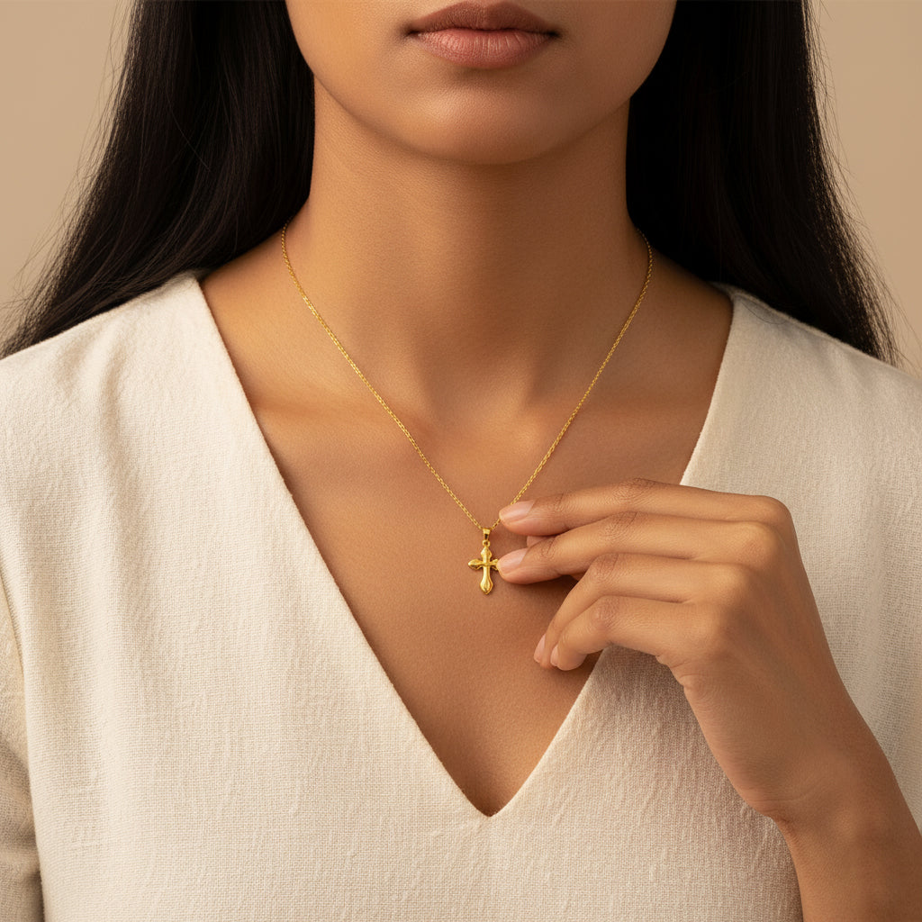 24K Gold Vintage Cross Pendant