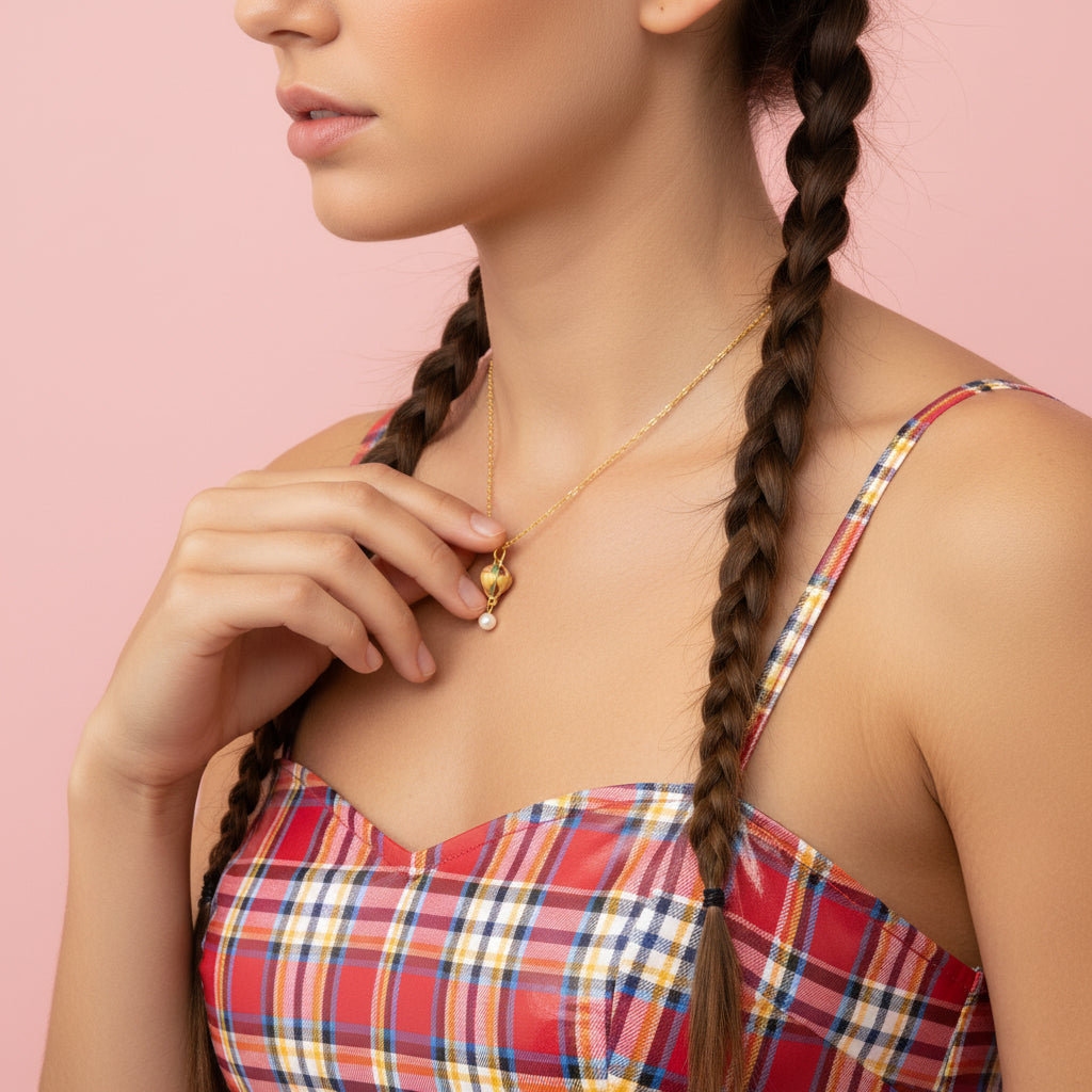 [New Product Sale]24K Gold Enamel Pearl Turkish Hot Air Balloon Pendant