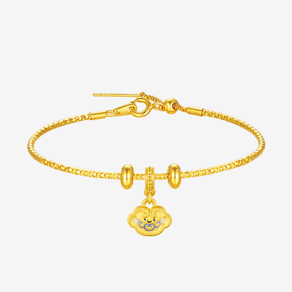 Chinese Cultural Relics Series 24K Gold Luminous Enamel Blue and White Porcelain Charm