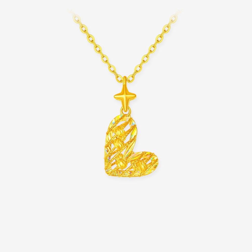 Dazzling Gold Series 24K Gold Beating Heart Pendant
