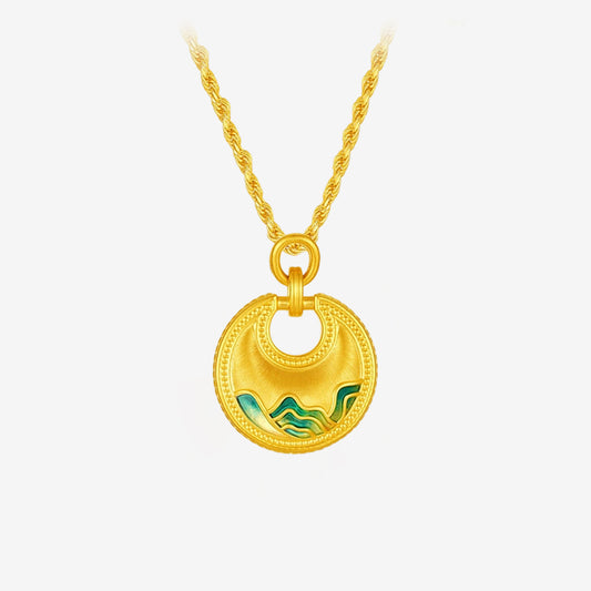 [Pre-sale] A Grand Panorama of Rivers and Mountains Series 24K Gold Round Ruyi Lock Pendant