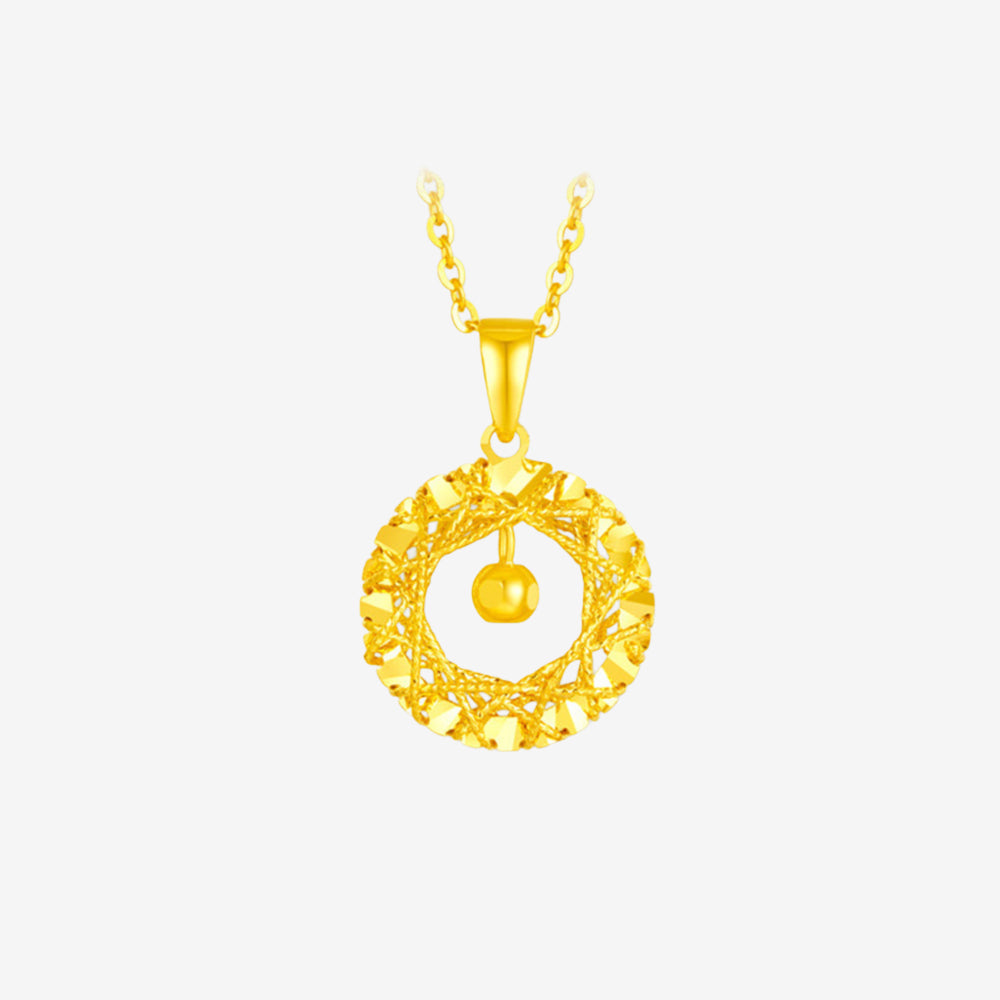 24K Gold Shining Round Necklace Pendant