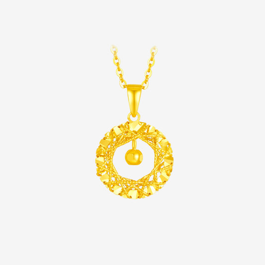 24K Gold Shining Round Necklace Pendant