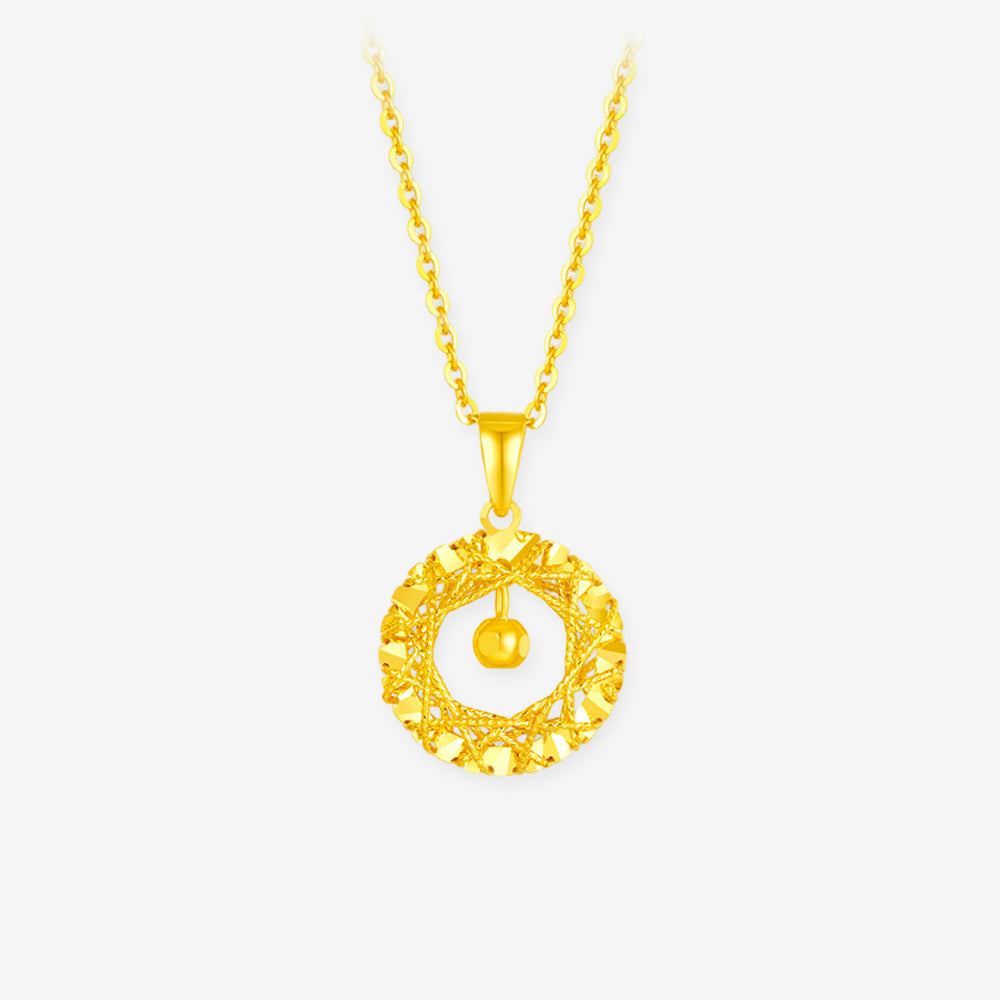 24K Gold Shining Round Bell Pendant