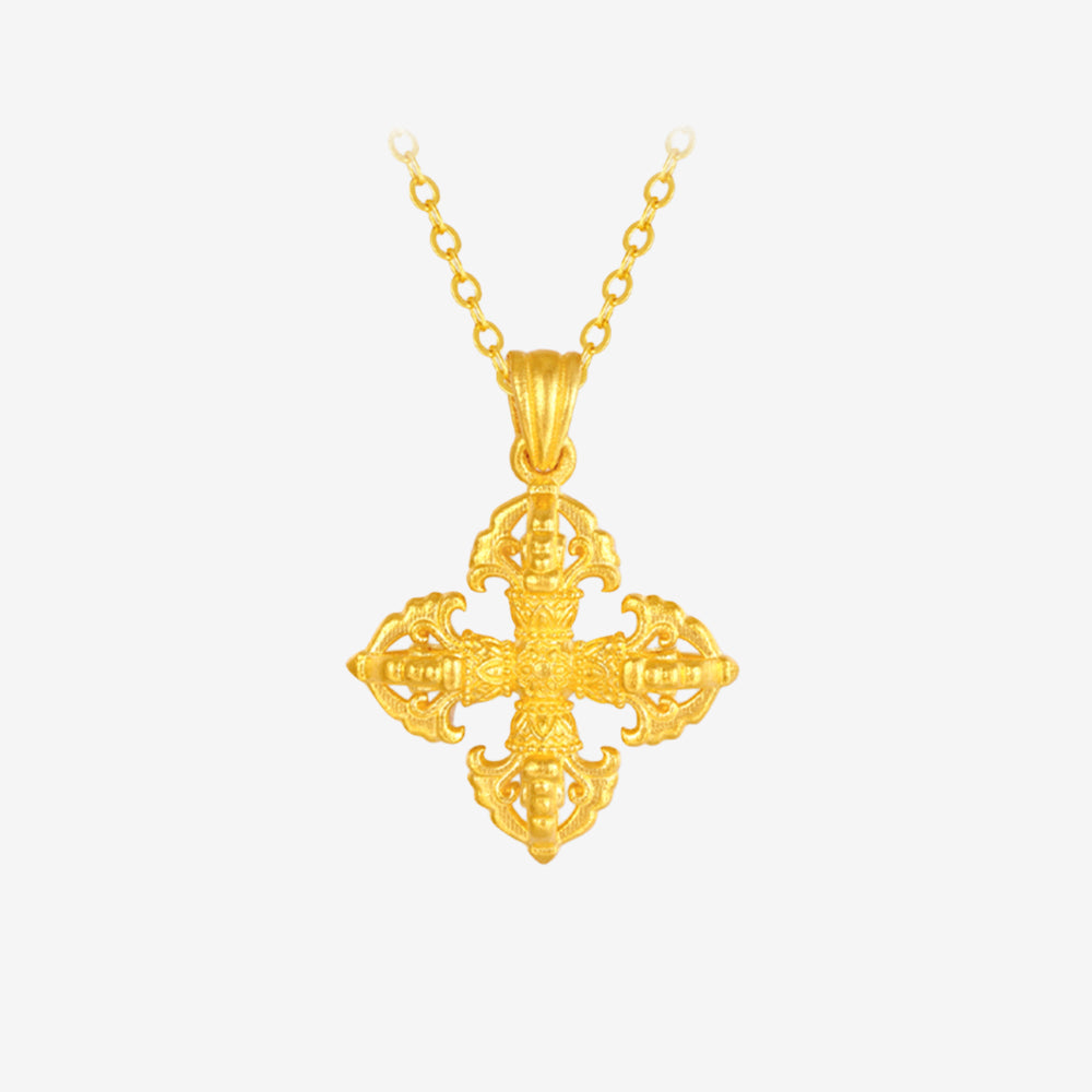 24K Gold Vajra Necklace Pendant