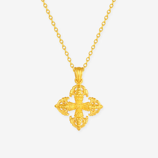 24K Gold Vajra Necklace Pendant