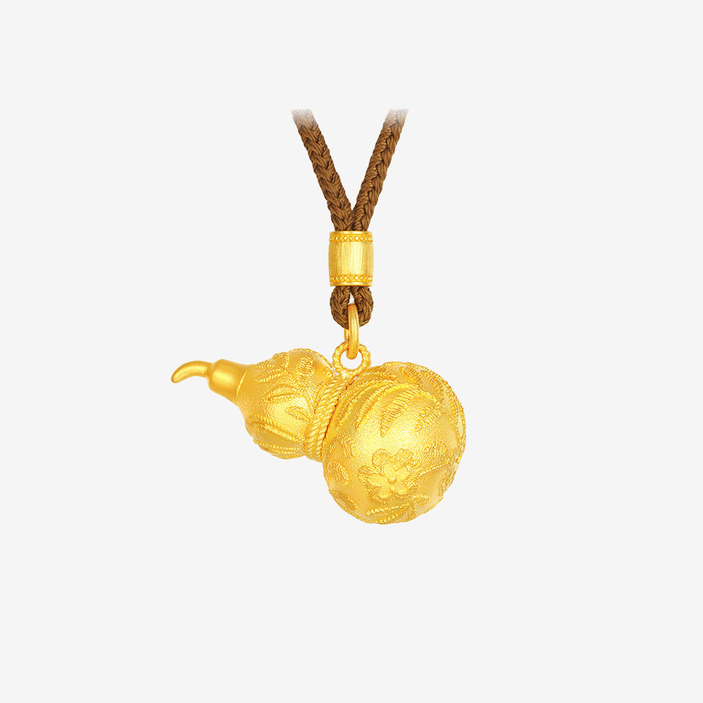 24K Gold Yunjin Gourd Pendant