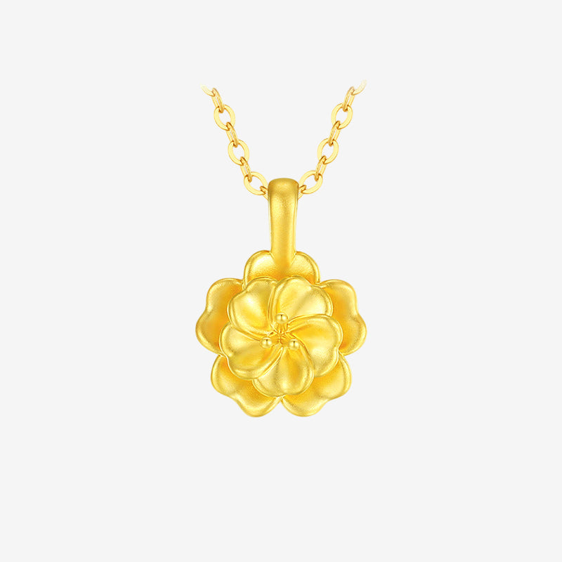 24K Gold Peony Flower Necklace Pendant