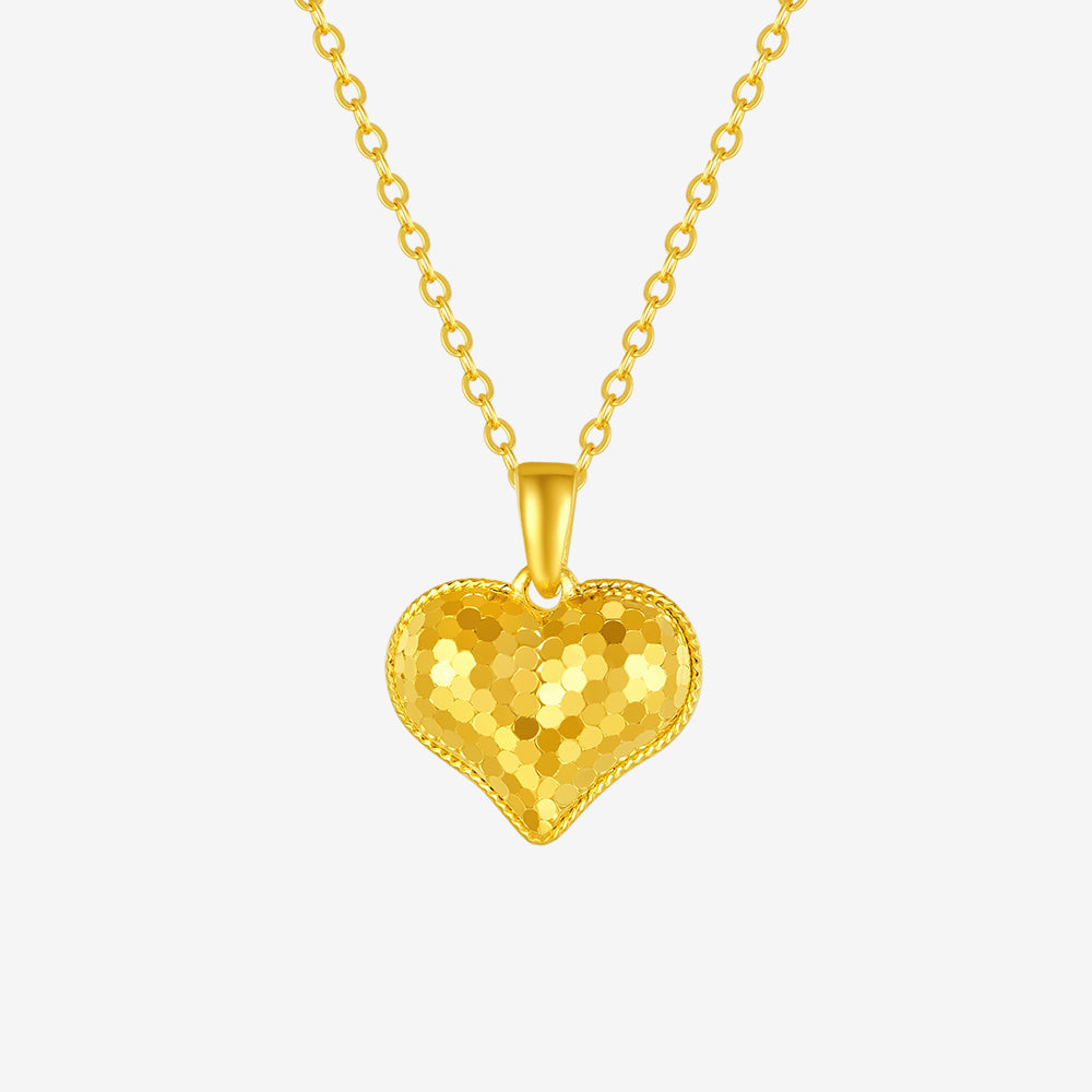 24K Gold Fish Scale Heart Pendant