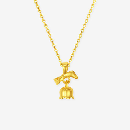 24K Gold Ribbon Lily of the Valley Pendant