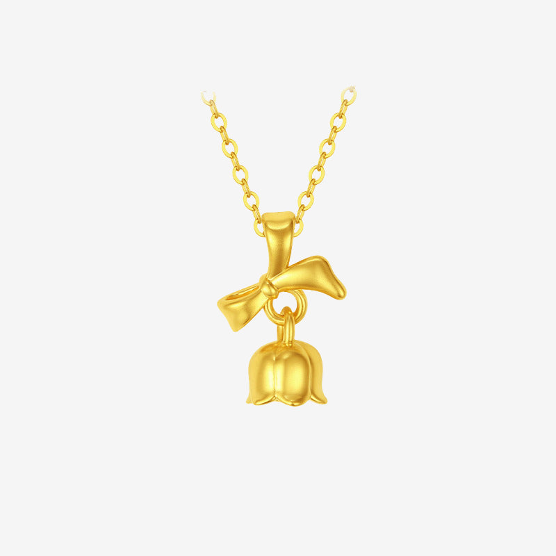 24K Gold Ribbon Suzuran Pendant