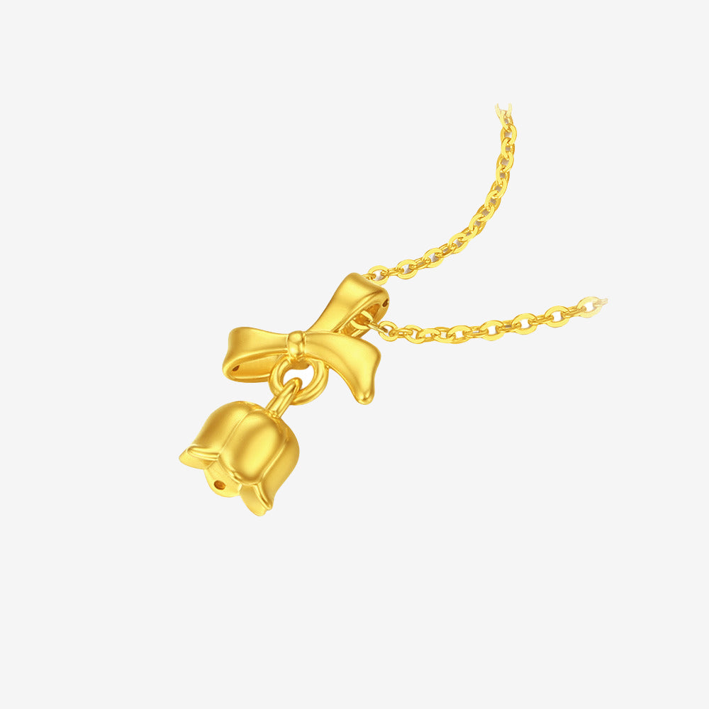 24K Gold Ribbon Suzuran Pendant