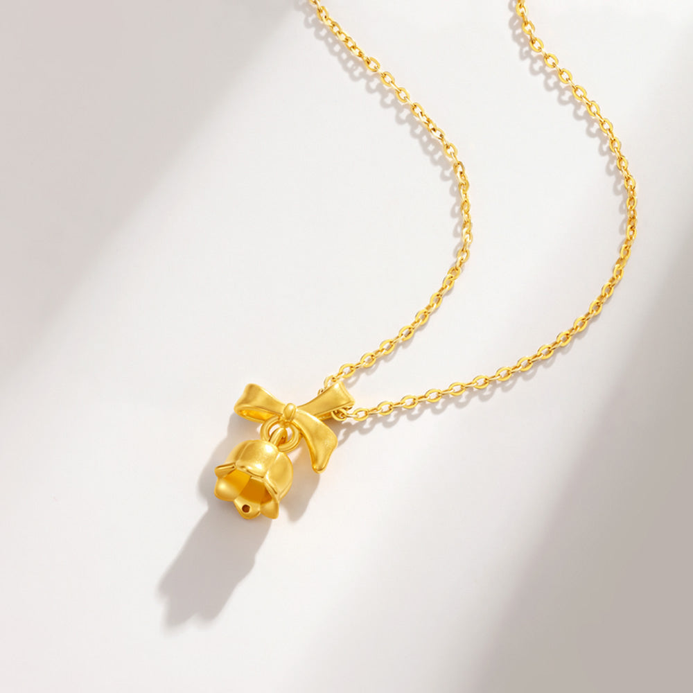 24K Gold Ribbon Suzuran Pendant