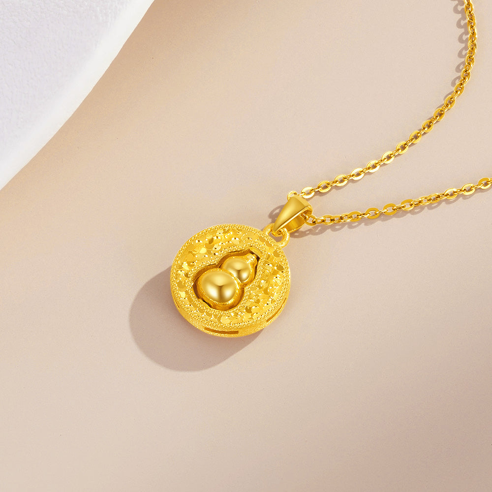 24K Gold Crushed Ice Gourd Pendant