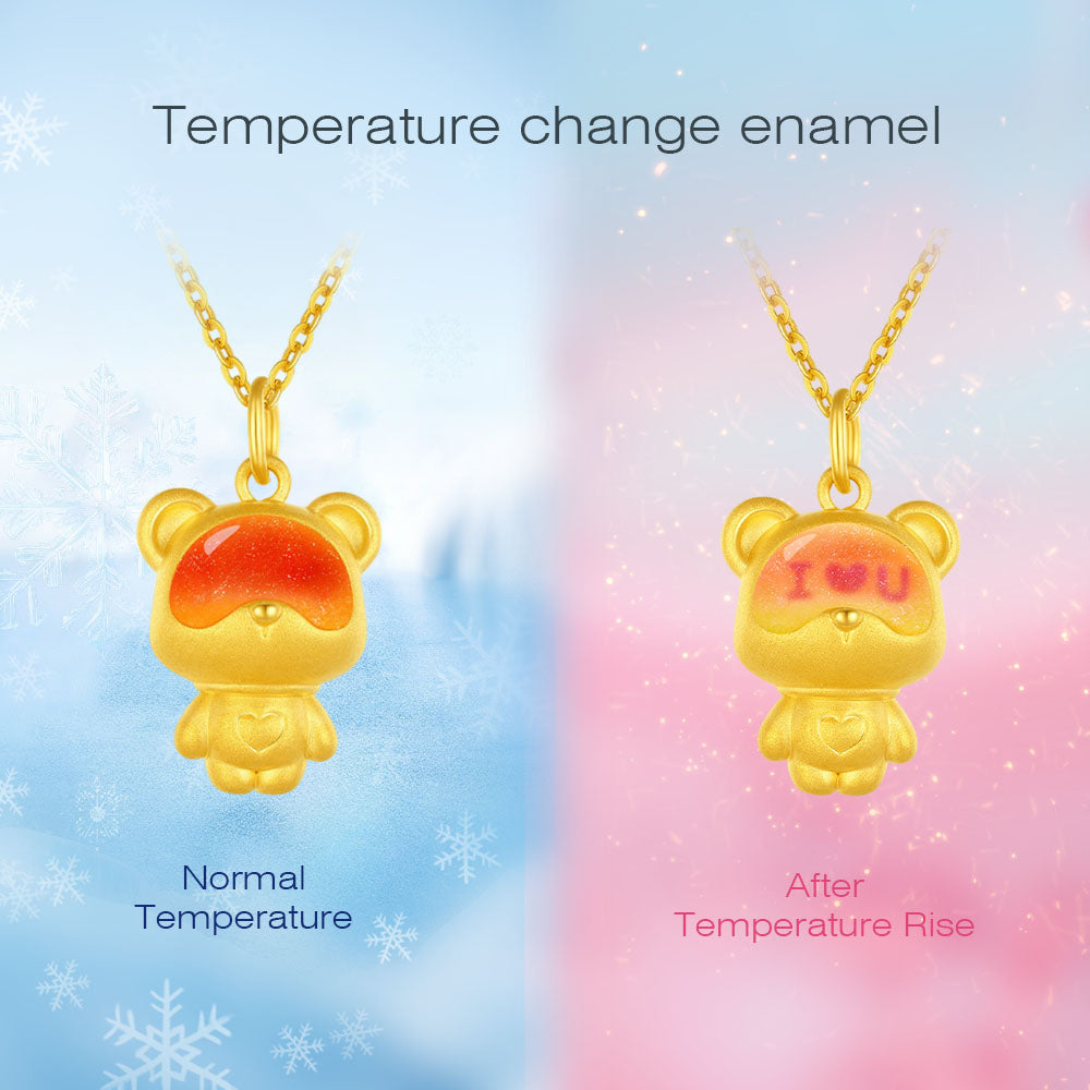 [Pre-sale] First Series 24K Gold Temperature-changing Enamel Love You Bear Pendant