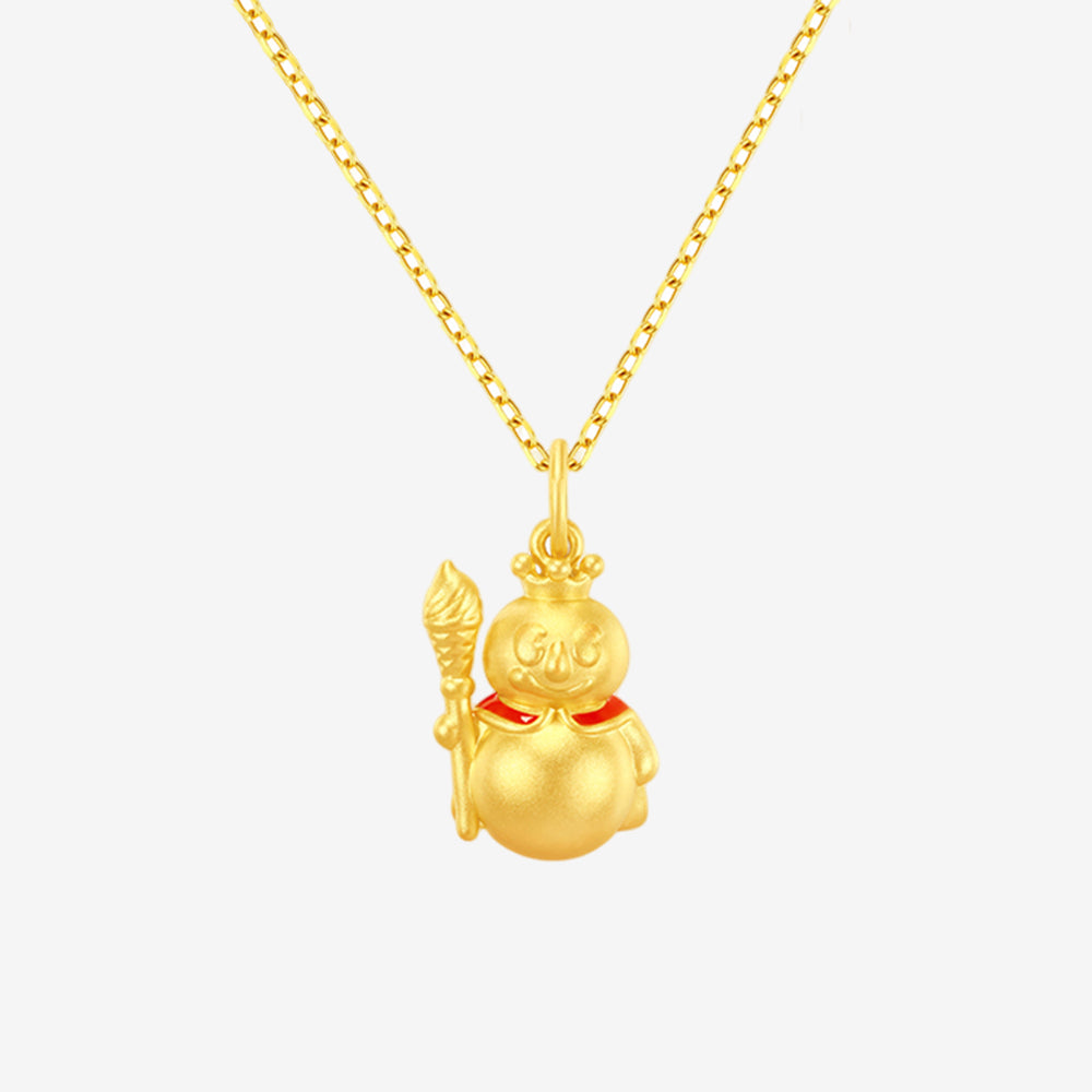 MIXUE Co-branded Series 24K Gold Temperature Color Change Enamel Snow King Pendant Charm