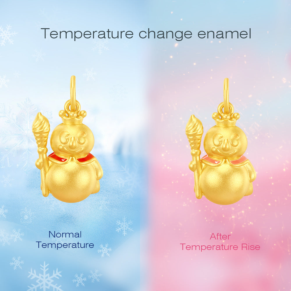 MIXUE Co-branded Series 24K Gold Temperature Color Change Enamel Snow King Pendant Charm