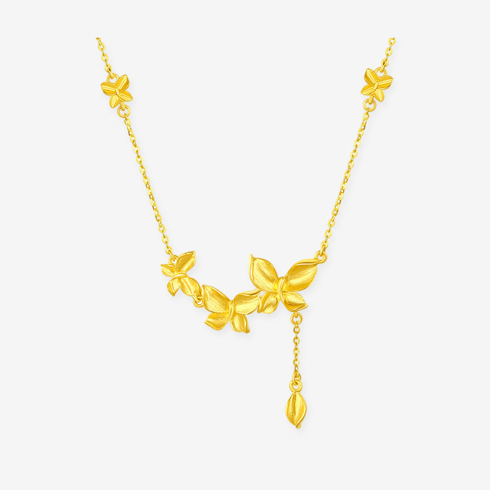 Happy Flower Wedding Series 24K Gold Butterfly Love Flower Jewelry Set