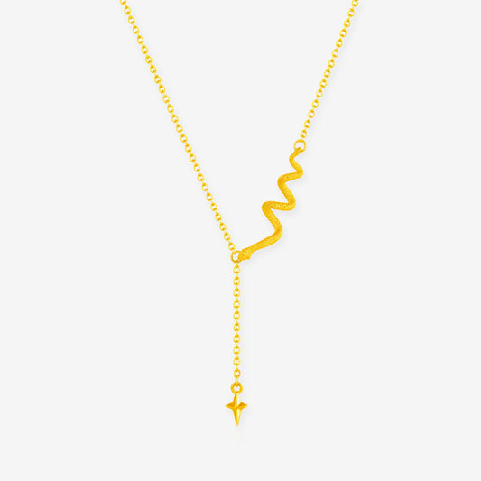 24K Gold Star Curly Snake Y Necklace