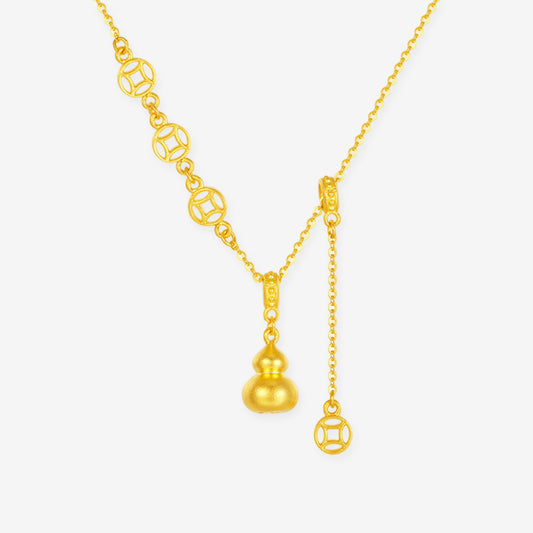 24K Gold Gourd Coin Necklace