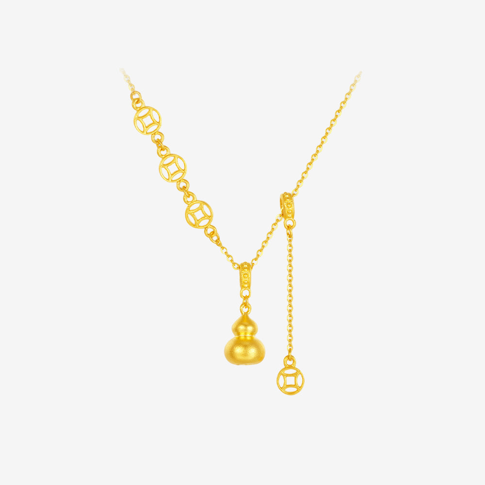 24K Gold Gourd Coin Necklace