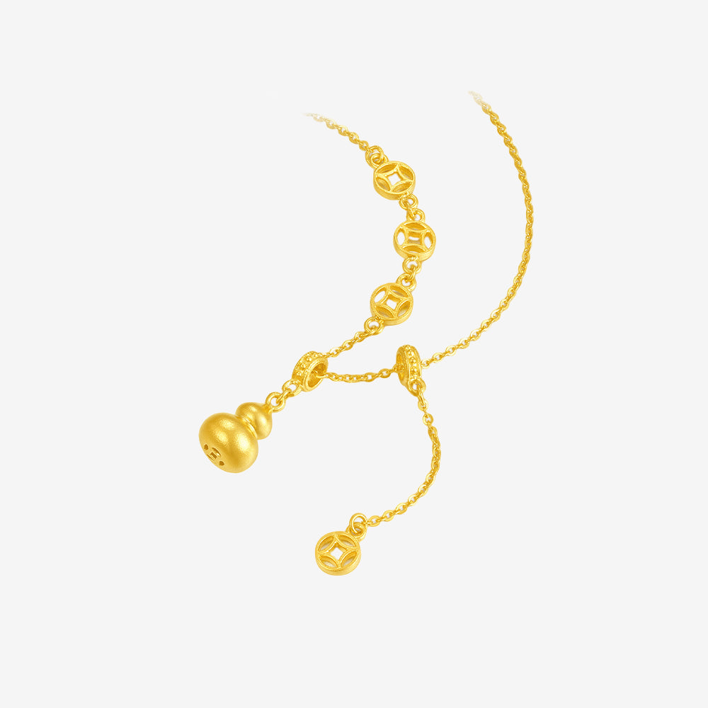 24K Gold Gourd Coin Necklace