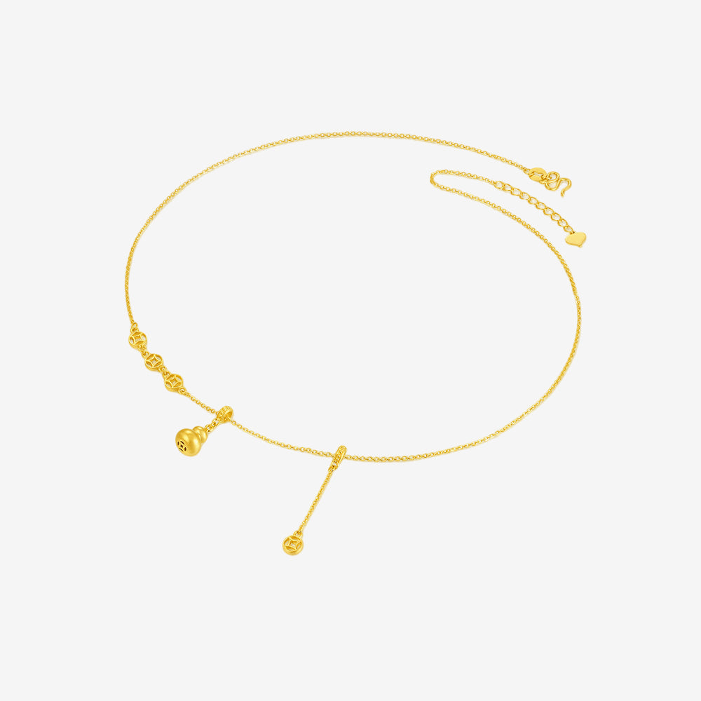 24K Gold Gourd Coin Necklace