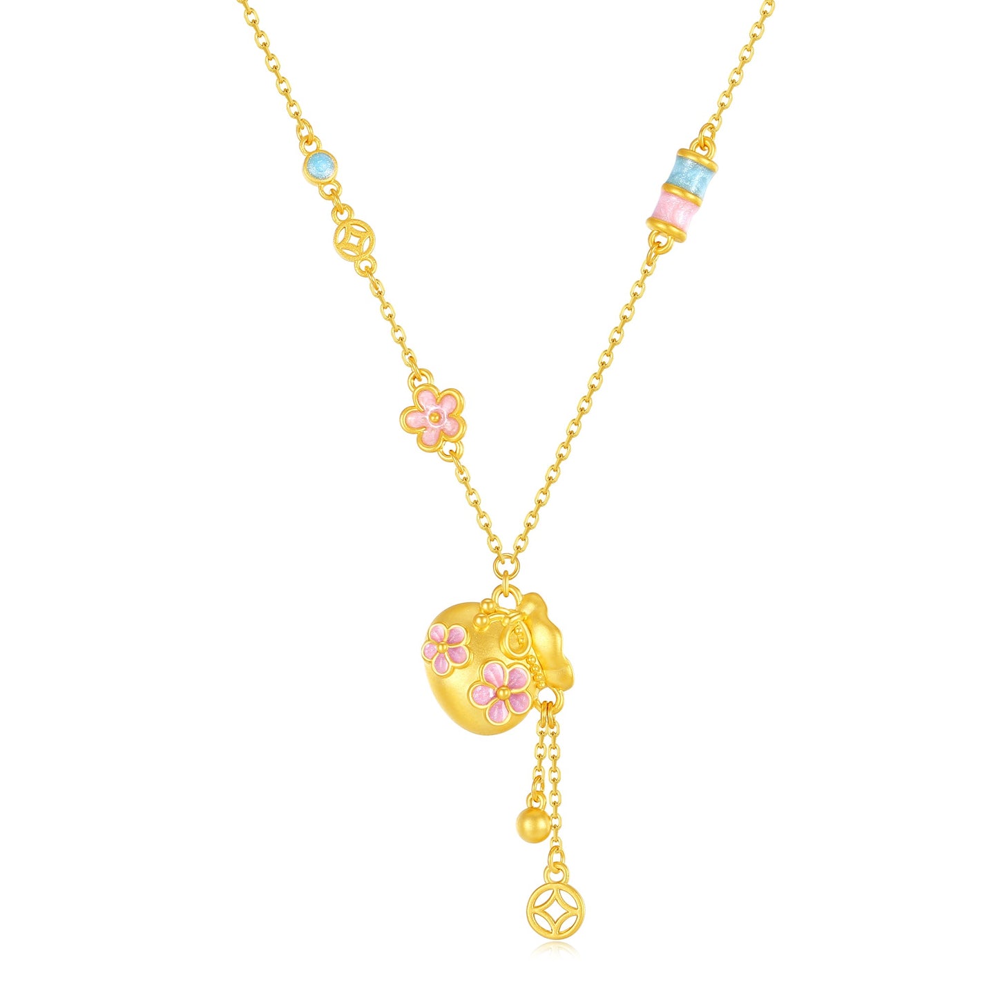 [Pre-sale] Twelve Gods of Flowers Series 24K Gold Temperature Color Change Enamel Peach Blossom Lucky Bag Charm